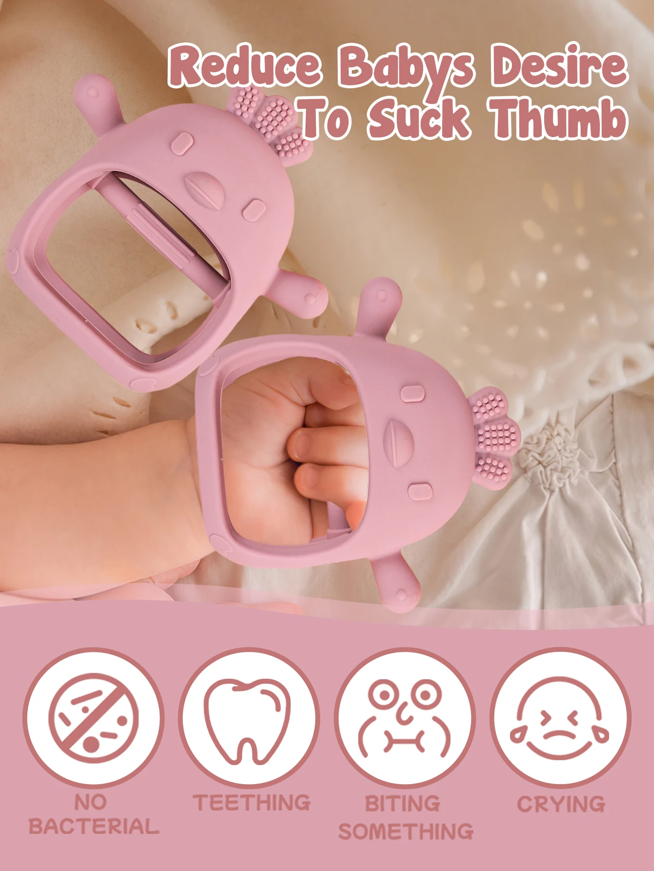 Baby Teether Chick Gloves Teether Silicone Anti-eating Hand ​Molar Stick Massage Gums Baby Anti-biting Teether Baby Accessories 3