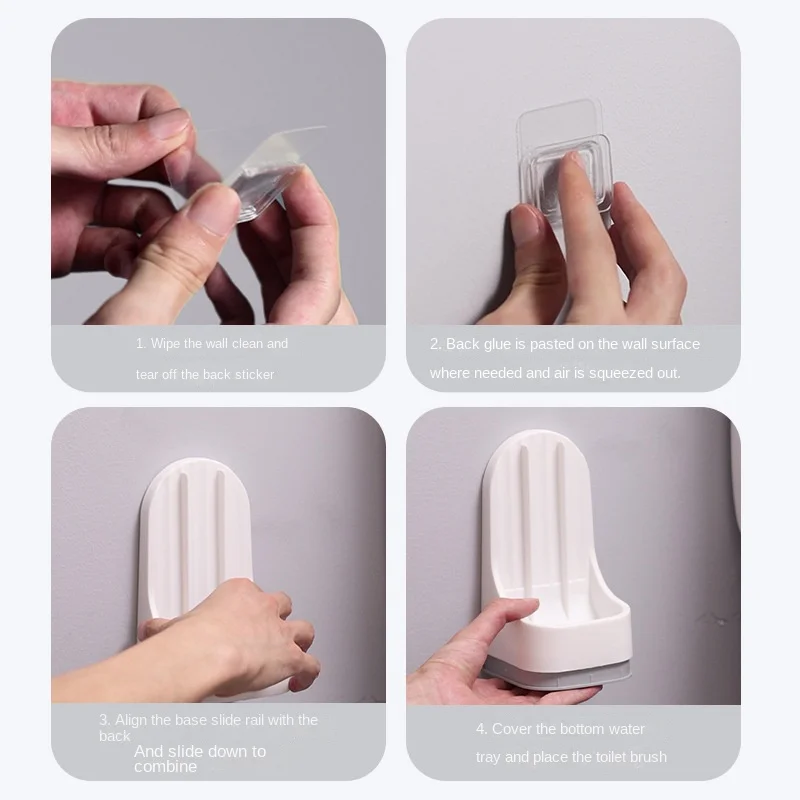 Toilet Brush Wall-Mounted Bathroom Cleaning Tool Quick Drainage All-Round Soft Rubber Brush Head Does Not Damage Glaze Toilet Bathroom Accessory Set