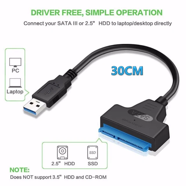 Disque dur externe GENERIQUE 2.5 '' / 3.5 '' USB 3.0 Câble  de Transmission Données de Serveur d'unité de Disque Dur SATA pour SSD  / HDD