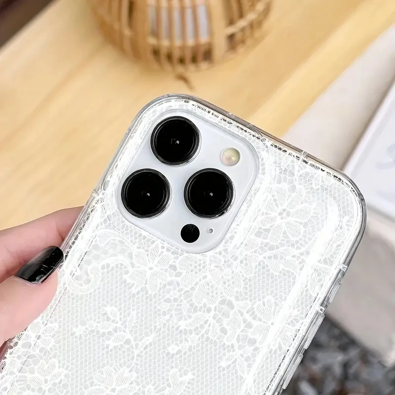 Elegant Lace Design Phone Case - Stylish Protective Back Cover