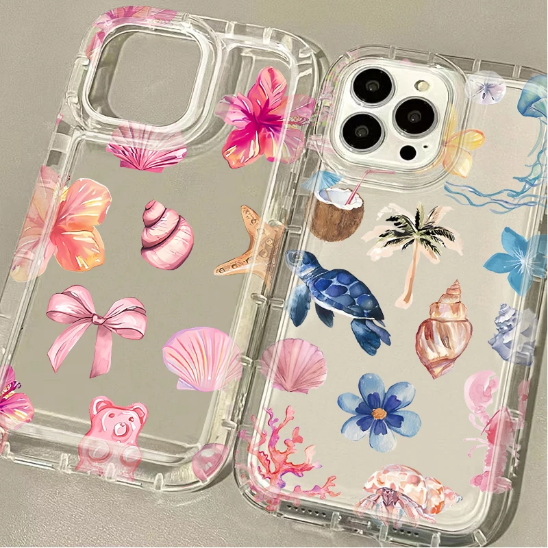 Blue Ocean Animals Clear Protective Phone Case