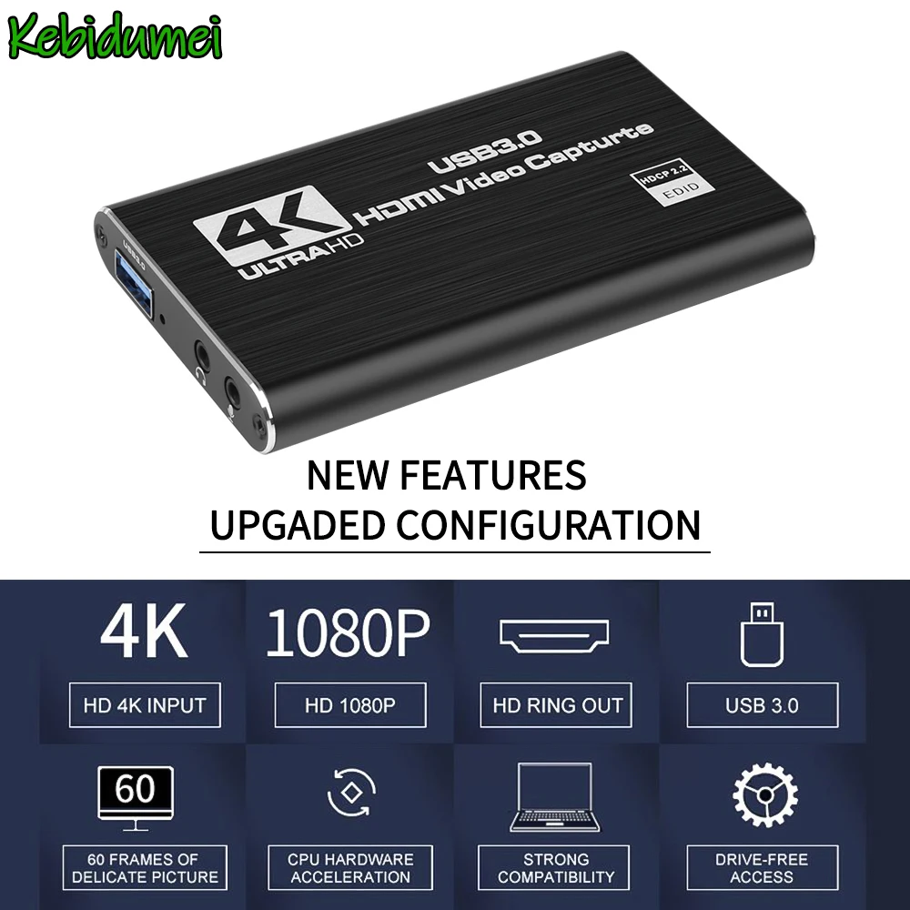 4K USB 3.0 2.0 gioco di schede di acquisizione Video Streaming Live compatibile HDMI VHS Board Grabber per giochi PS4 videoregistratore videocamera DVD