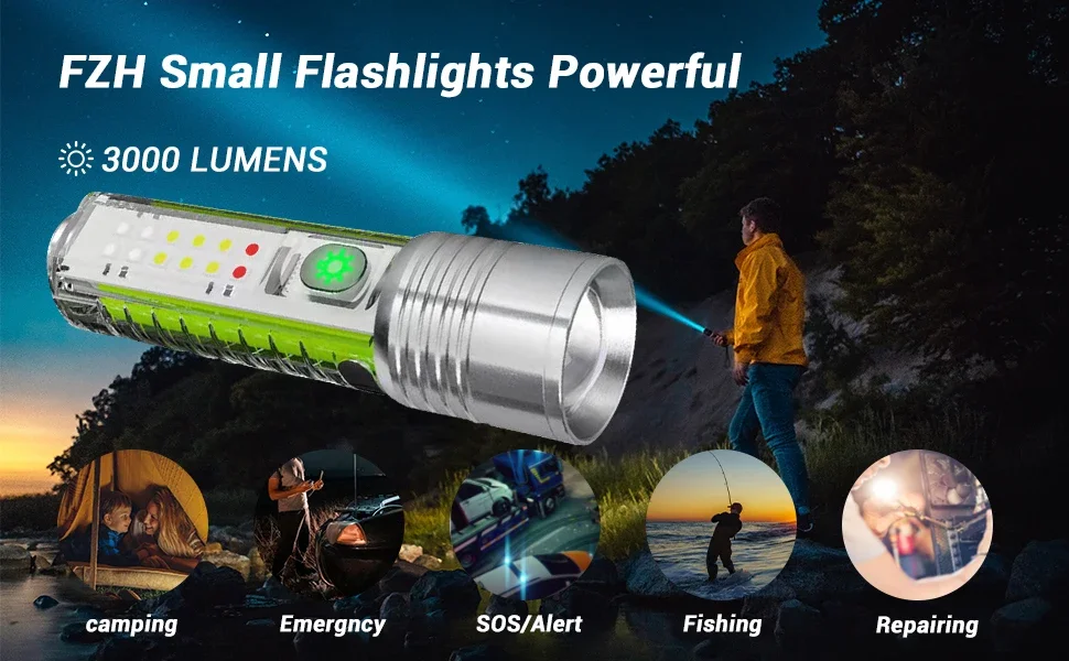 Description Picture 2 of itemSpotlight Long-range Strong Light XPG Focusing Flashlight Type-C Charging With Strong Magnetic Pen Clip Fluorescent Keychain