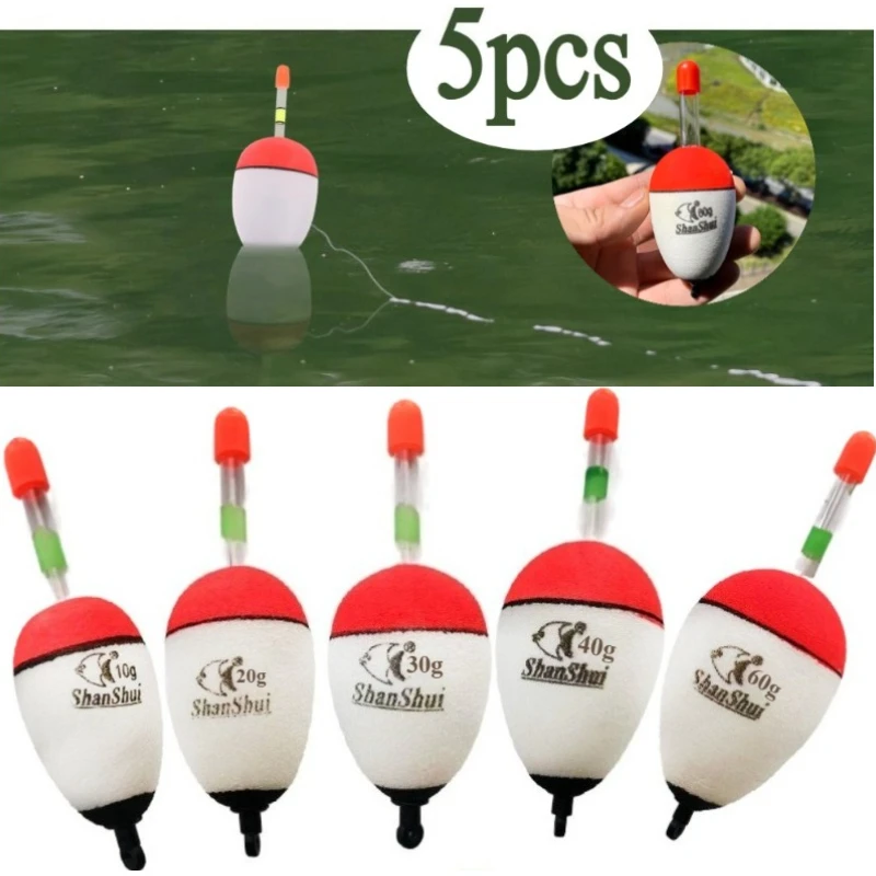 5 flotteurs lumineux EVA pour pêche de nuit - Bâtons lumineux 20/30/40/60g pêche mer et roche