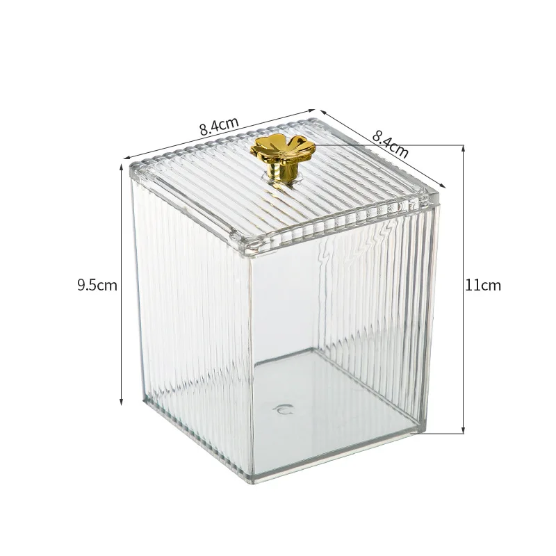 Makeup Storage Organizer Bathroom Jar Cotton Swab Storage Acrylic Square Container Cotton Puff Storage Box Cosmetic Cotton Box 6
