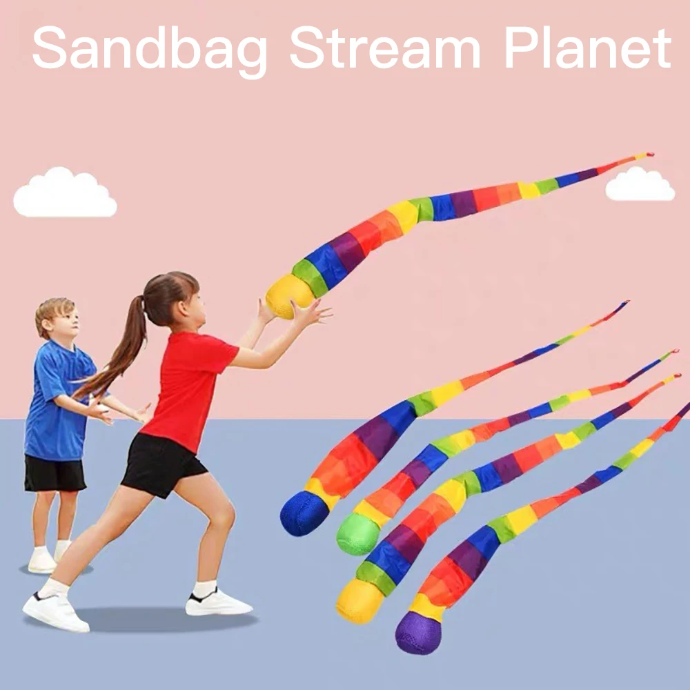 2PCS Hand Throwing Ball Sandbag Rainbow Ball Fun Toy Ribbon Soft Ball Child Toys Training Physical Fitness Outdoor Props free shipping 2pcs lot animal kite painting kite line outdoor flying toys pipa desert eagle kite fun factory diy kites wei kite