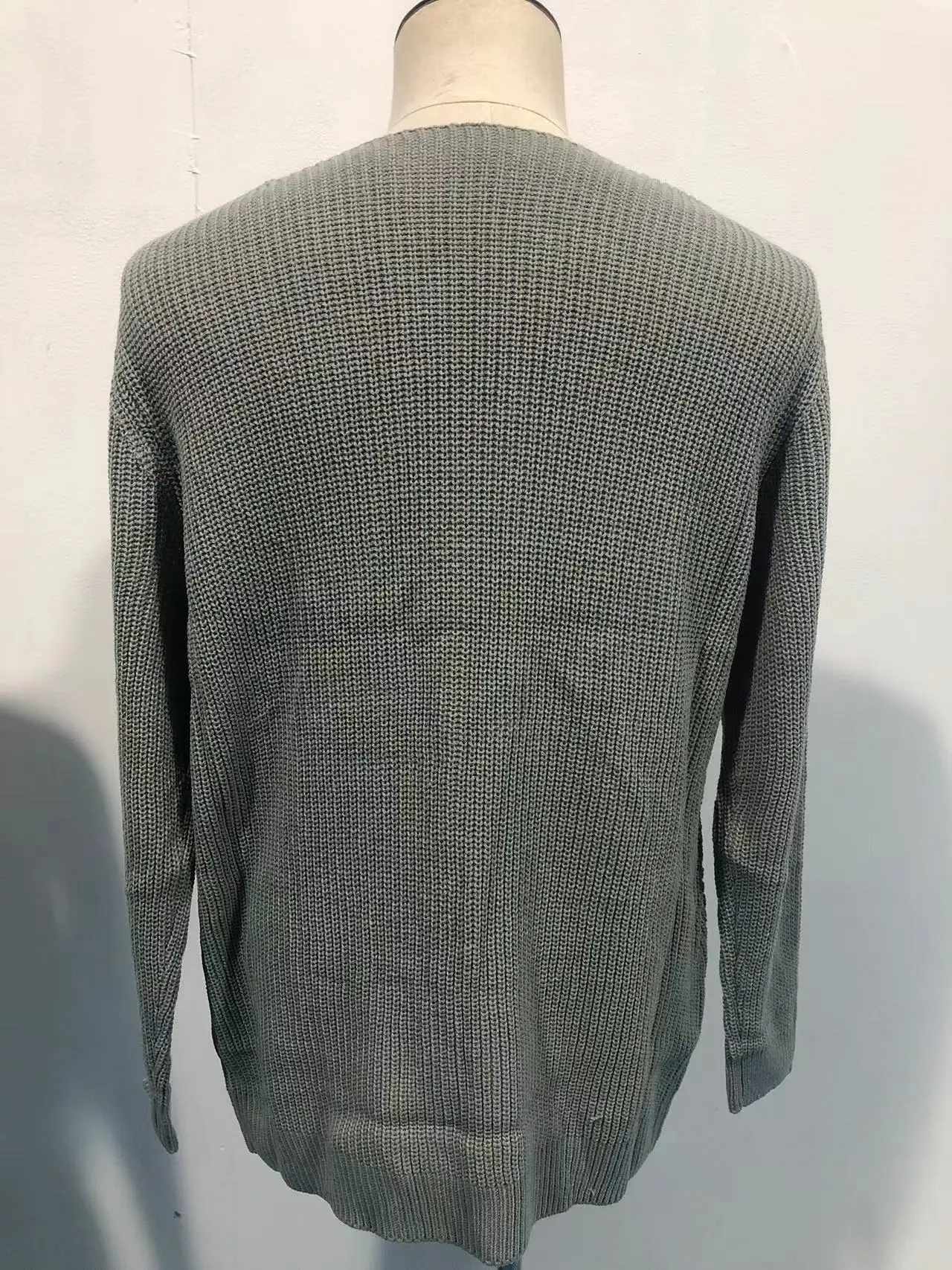 European and American Fashion Men's Knitted Sweater Casual Loose Sweater V-neck Long Sleeved Pullover Sweater Plus Size Jacket