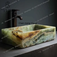 อ่างล้างหน้าหินอ่อนธรรมชาติสไตล์อิตาเลียนหรูหราแบบเรียบง่ายทันสมัย อ่างล้างหน้าแบบตั้งโต๊ะสำหรับใช้ในบ้าน 2