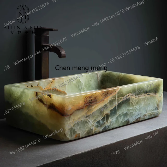 อ่างล้างหน้าหินอ่อนธรรมชาติสไตล์อิตาเลียนหรูหราแบบเรียบง่ายทันสมัย อ่างล้างหน้าแบบตั้งโต๊ะสำหรับใช้ในบ้าน 2