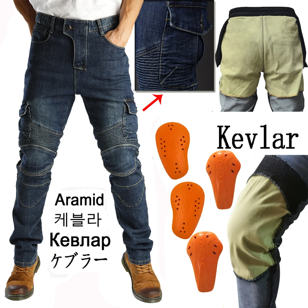 

Motorcycle riding jeans Pants spring,autumn Men Protection Racing Sports Aramid Pants Motocross Protective Armor WF-06