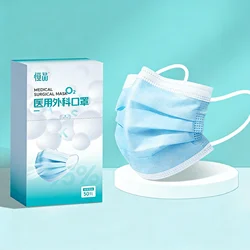 Premium 3 - Layer Protective Disposable Face Masks with Comfort Ear Loops - 50ct Box (50pc 3.5mm Blue)