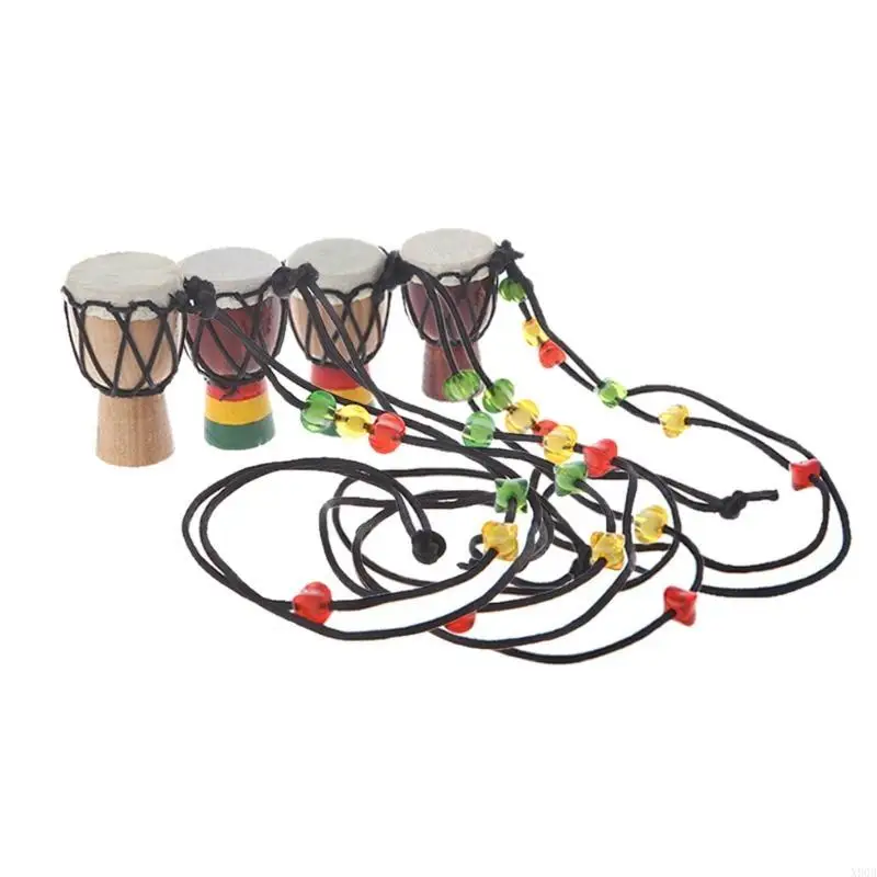 Mini Djembe Percussion African Hand Drum Pendant Drummer Present for Learning Drume Beginner Starter Tool