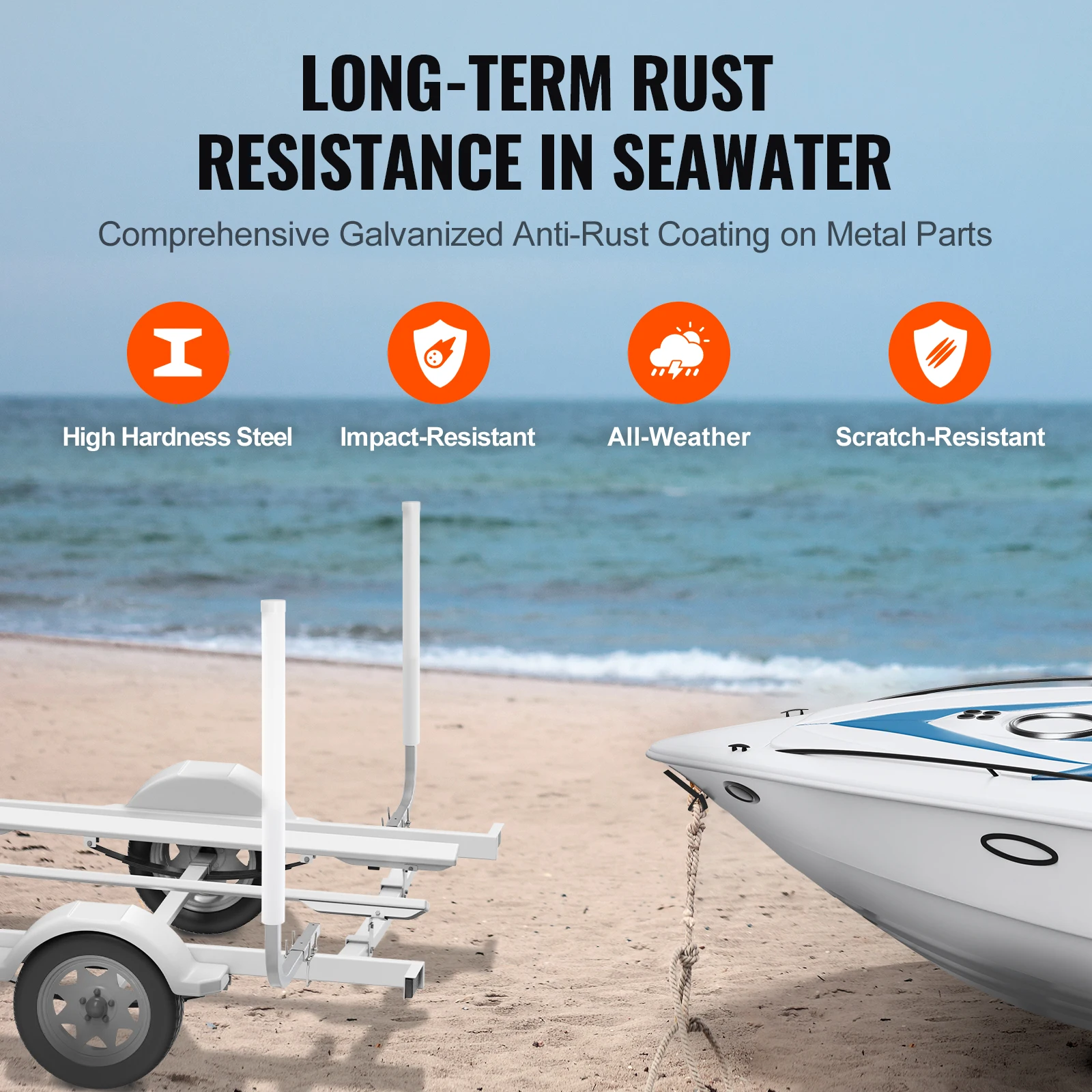 2PCS Boat Trailer Guide Rustproof Galvanized Steel Trailer Guide ons Guides with PVC Pipes for Boat boat trailer guide