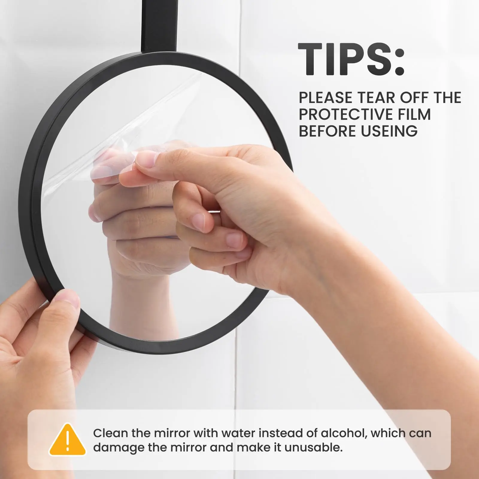 TAILI Shower Mirror Fogless for Shaving, Removable Anti Fog Wall Hanging Mirror for Travel Camping, Shower, Bathroom Mirror 2