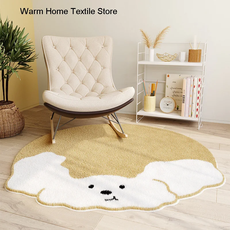 

Cartoon Cute Irregular Carpet Living Room Sofa Tea Table Carpet Household Children's Bedroom Circular Bedside Fluffy Mats Rug