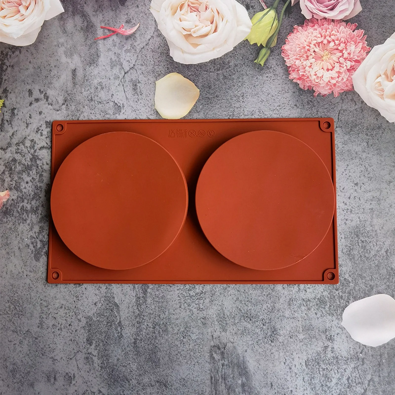 2-Hole Round Disc Silicone Cake Mold – DIY Flat Cylinder Chocolate, Fondant, Dessert, a... - SKU SCM01219 - UGI Packaging