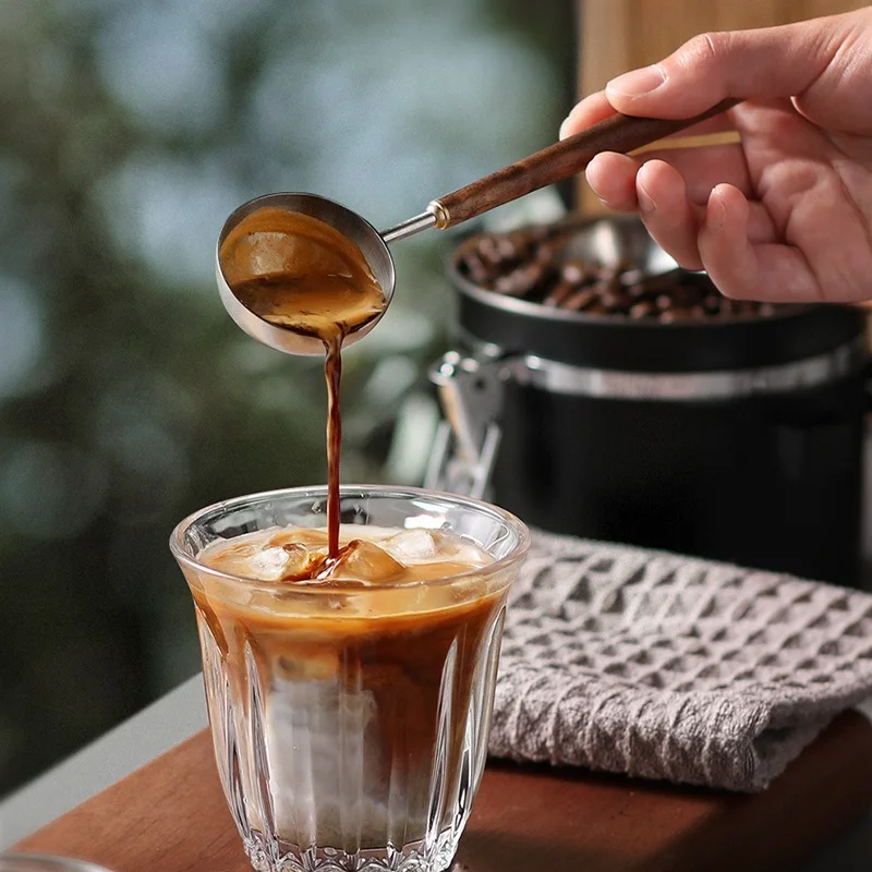 Cucchiaio Da Caffè In Acciaio Inossidabile Cucchiaio Da Caffè In Grani Con Manico Lungo In Noce Cucchiaio Dosatore Per Caffè In Polvere Per Uso Domest