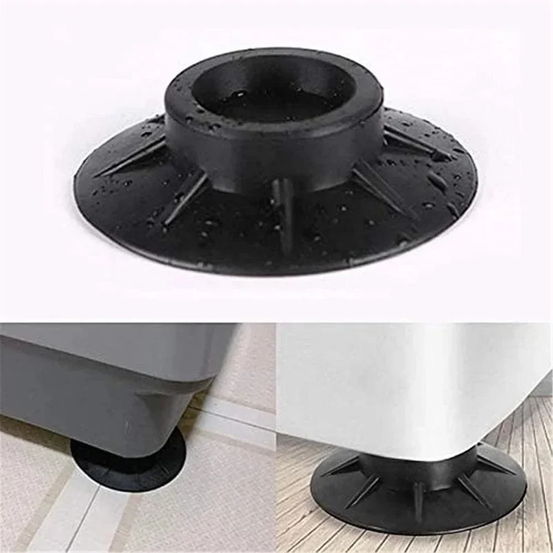 Rubber Pads Floor Mat Washing Machine Feet Pads Non Slip Shock Proof Furniture Elasticity Black 4Pcs