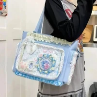 Y2k nouveau sac à bandoulière doux Ita Lolita fille sac à bandoulière Transparent femmes grande capacité sac fourre-tout en dentelle mignon bricolage affichage sac à main 2