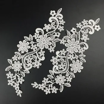 New Elegant Crochet White Lace Embroidery Floral Neck Collar Sewing Applique Black DIY Garment Sewing and Fabric Patches