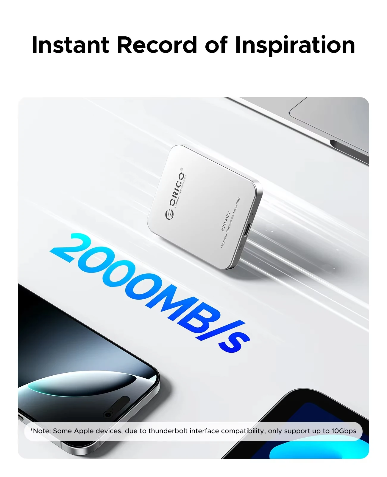 ORICO 자기 외장형 SSD 2000MB/S 고속 외장형 솔리드 스테이트 드라이브 2TB 1TB HDR 기록 및 HUAWEI 노트북 Mac용 저장