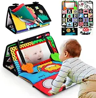 Crinkle Cloth Book Visual Stimulation Newborn Toys 0-3 Months Brain Development Tummy Time Mirror Toy for Infants Sensory Babies 1