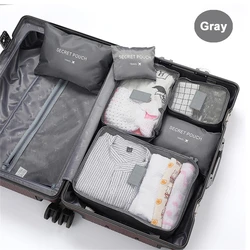 6 - Piece Travel Packing Cube Set with Shoe and Toiletry Bags, Lightweight Luggage Organizers (Gray)