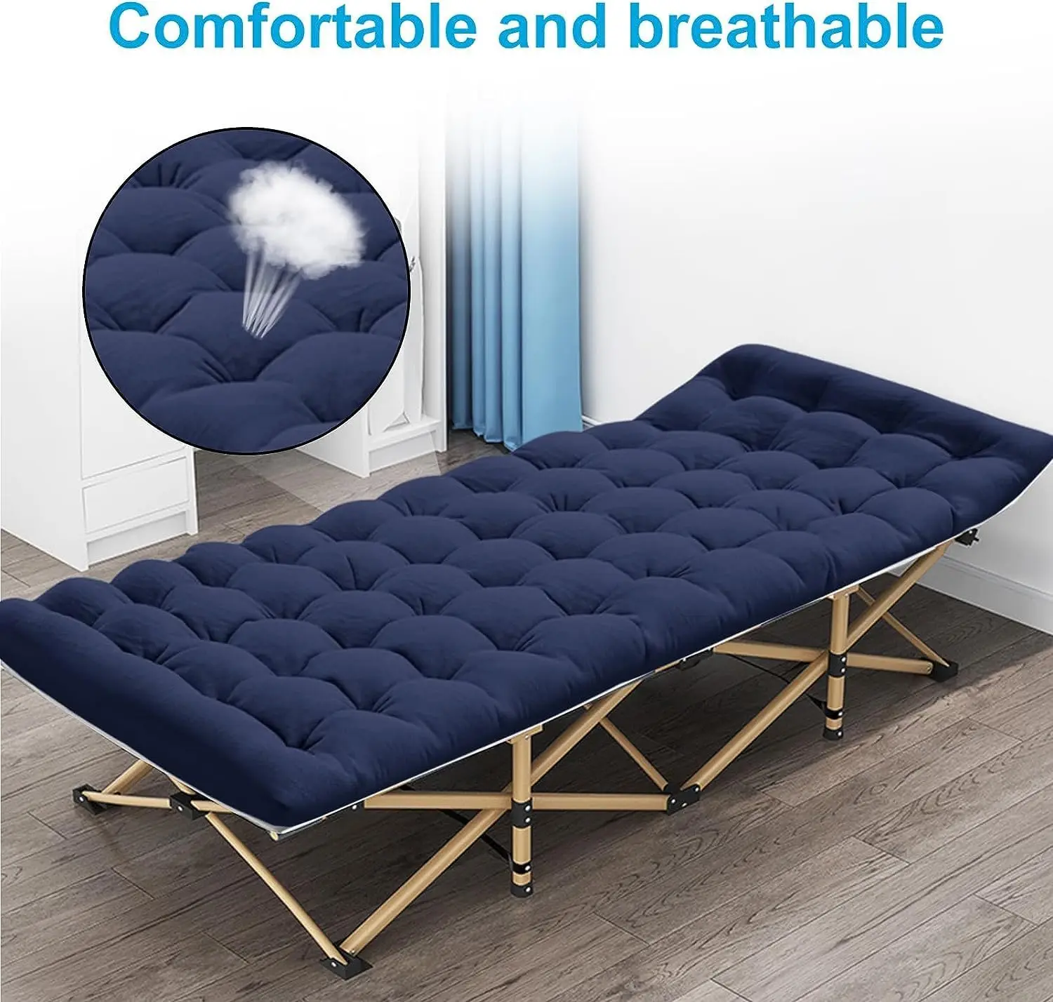 Camping Cot with Mattress, 450LBS(Max Load), Portable Folding Outdoor Bed with Carry Bag for Adults Kids, Heavy Duty Cot