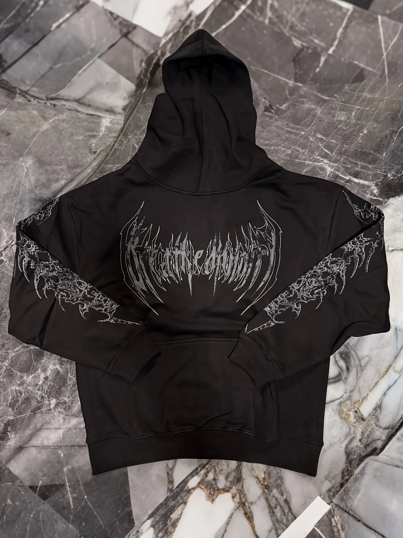 Fashionable men's autumn gym muscle training Gothic letter print soft and comfortable hooded sweatshirt outdoor street sports to