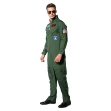  Retro Top Gun Maverick Flight Dress Halloween Costume for Adult Army Green American Military Pilot Uniform Cosplay Clothes 