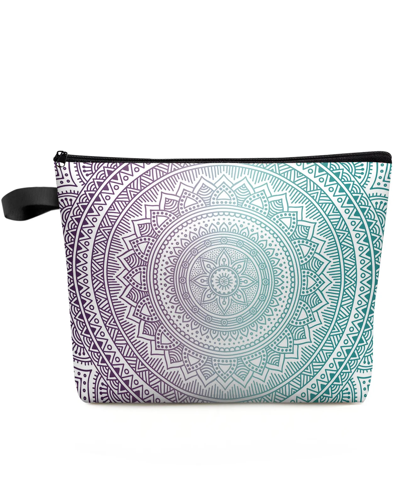 

Purple Turquoise Mandala Geometric Gradient Makeup Bag Pouch Travel Essentials Women Cosmetic Bags Organizer Storage Pencil Case
