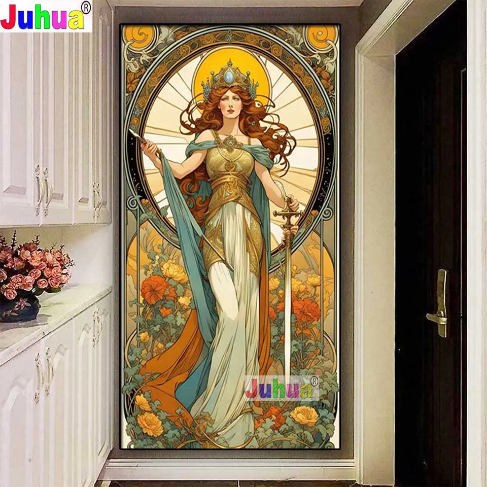 

Картина из страз «Queen of Swords», новинка 2024, полностью квадратные и круглые бриллианты «сделай сам», вышивка крестиком, европейская богиня, домашний декор