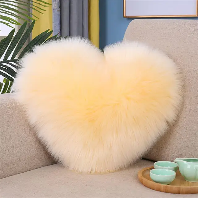 Heart Shaped Sofa Cushion Soft Plush Pillow Cushion Decorative Thick Shaggy Fluffy Sofa Pillow Doll Home Decor