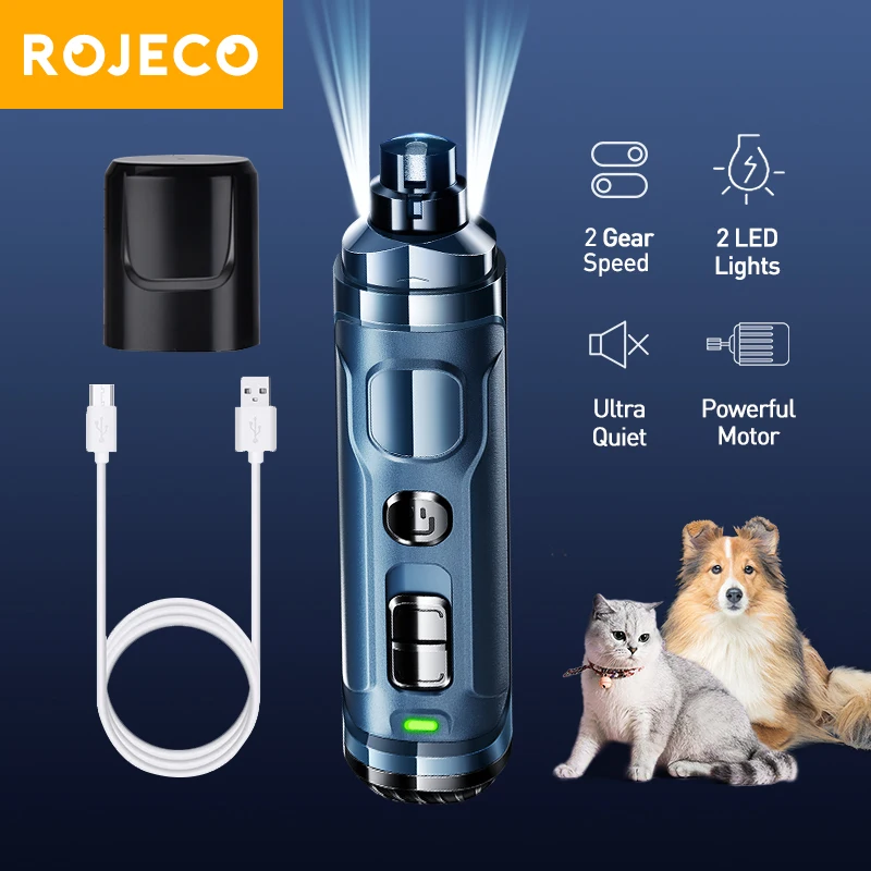 Pet Nail Clipper Pet Nail Grinder ROJECO N30 Rechargeable Dog Nail Grinder Electric Pet Nail Clipper for Dogs Automatic Cat Claws Cutter Dog Clippers Trimmer