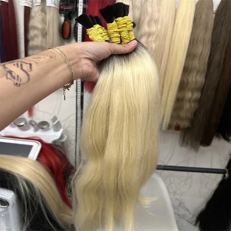 Human Hair Bulk Vietnamese Hair Virgin Remy Straight 16-30inch Real Natural Extension 613 colour