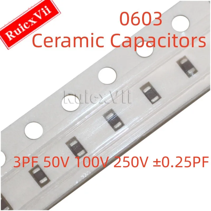 

(100 шт.) керамические конденсаторы 0603 3PF 50V 100V 250V ± 1608 PF 3R0C COG SMD