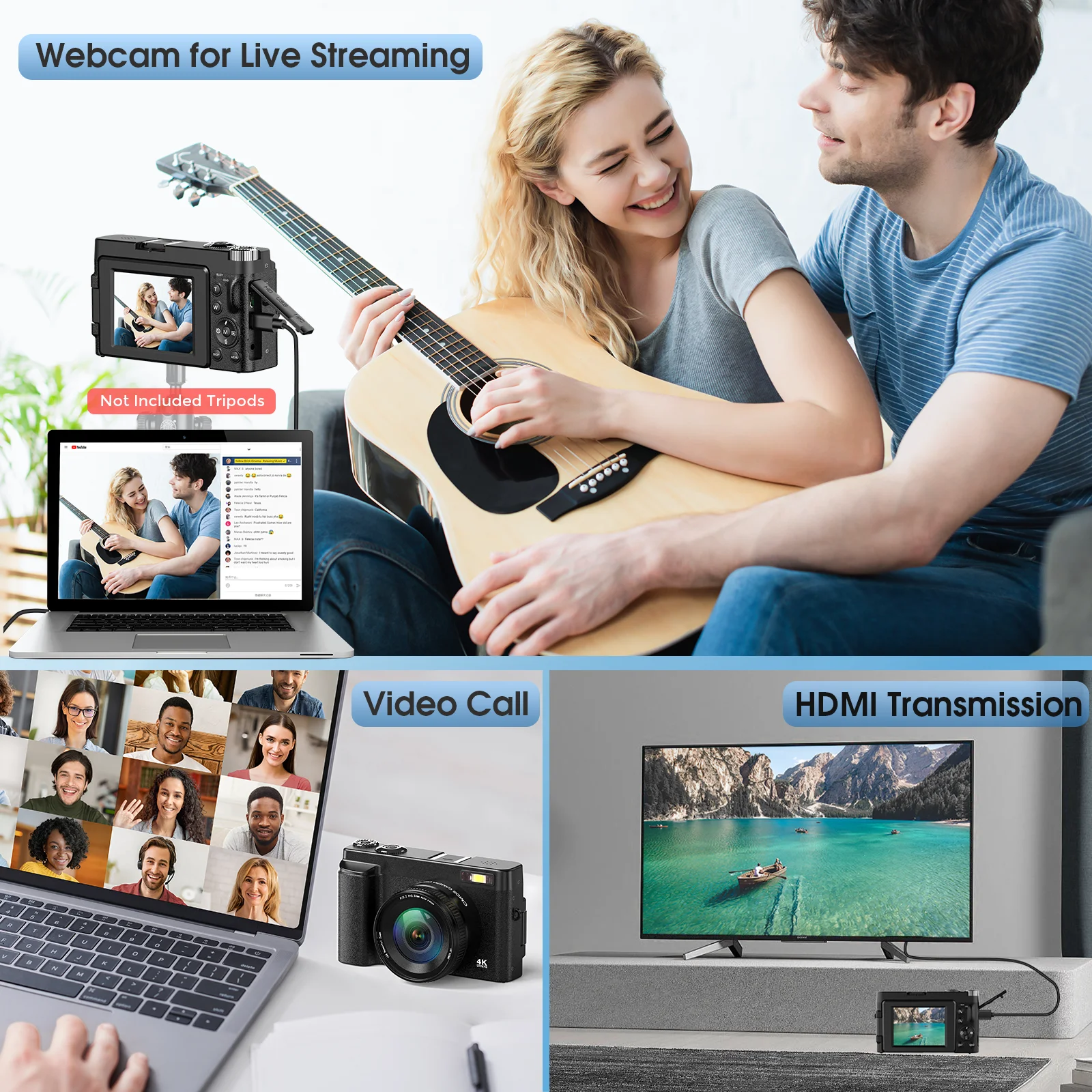 STUOGYUM 4K Vlogging Camera 48MP Digital Camera digital camera For Photography With Autofocus 3.0 Inch Touch Screen 180 Degree Flip Screen