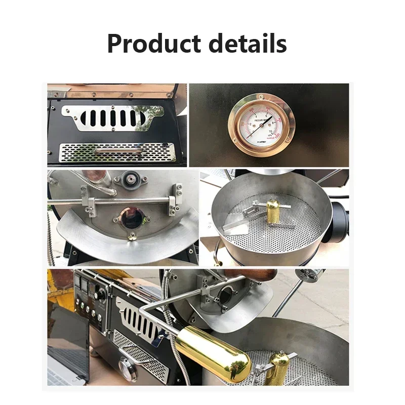 220V Coffee Bean Roaster 1KG Commercial Electric Type Gas Type Optional Semi-direct Fire Semi-hot Air Roasting Beans