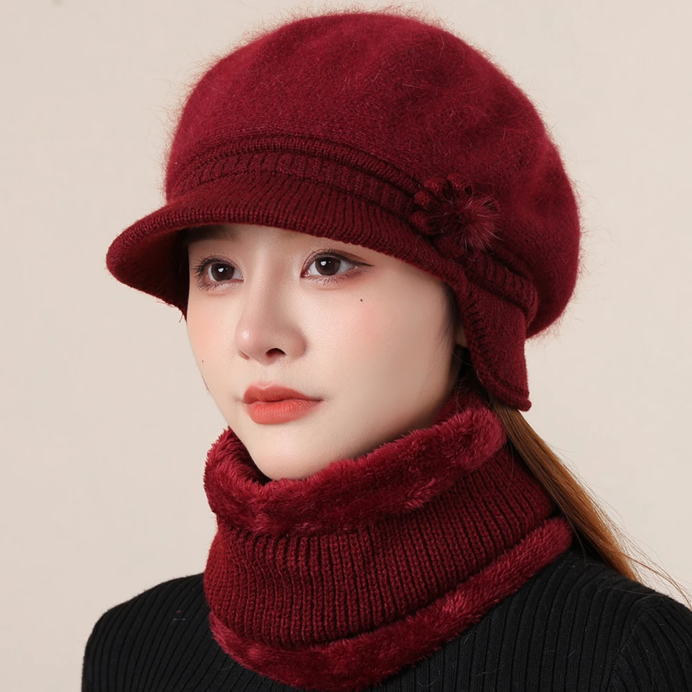 Neue Frau Winter Hut Ohr Schutz Warm Anzug Plüsch Fell Gefüttert Warme Mütze Für Weibliche Casual Kaninchen Fell Mischung Gestrickte Kappe – Detail 17