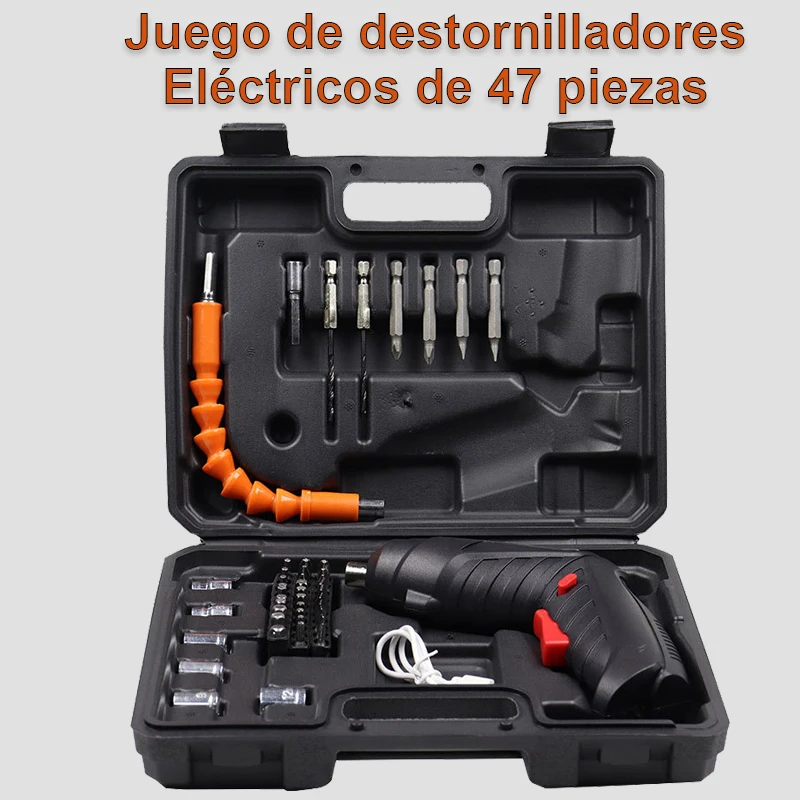 Atornillador eléctrico con maletín 47 piezas
