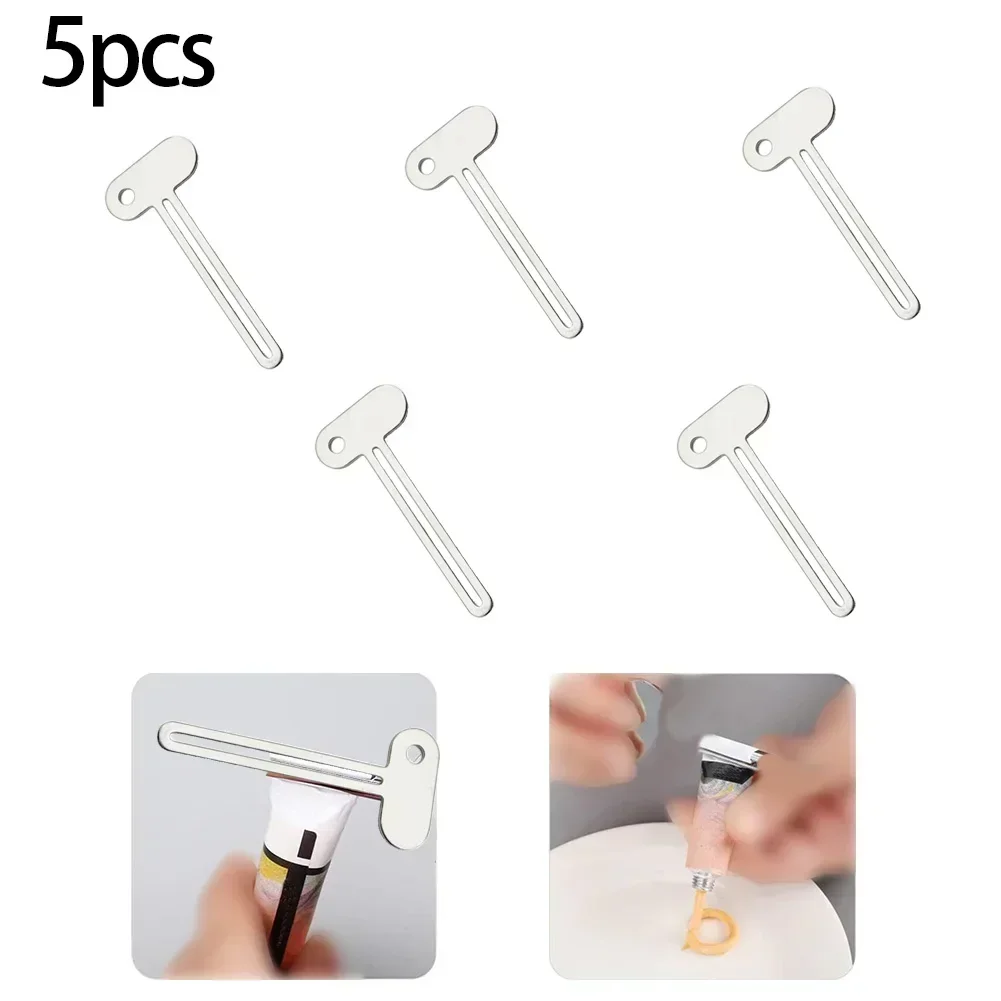 5Pcs Stainless Steel Toothpaste Tube Squeezers Metal Key Toothpaste Squeezers For Bathroom Hair Dye Cosmetic Tubes Squeezer 6