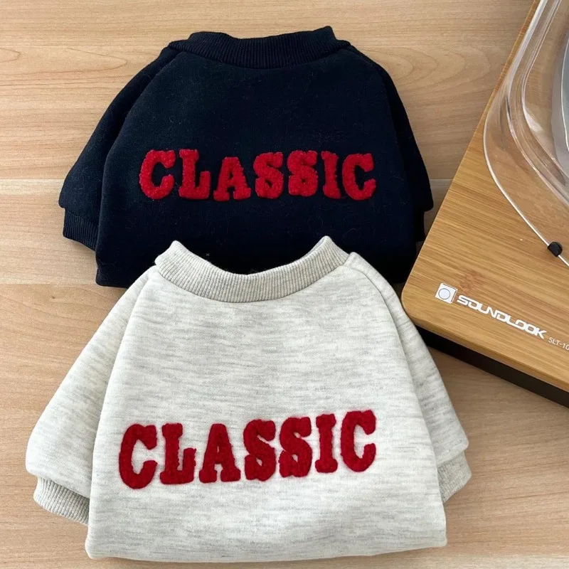 Fashion Winter Dog Clothes Pet Warm Puppy Coat Dog Hoodies Letter Pullover Pet Clothing French Bulldog Puppy Sweater Shirt pet clothes