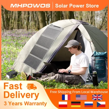 MHPOWOS 40W Foldable Solar Panel 5V USB Portable Battery Charger for Cell Phone Outdoor Waterproof Power Bank for Camping 1