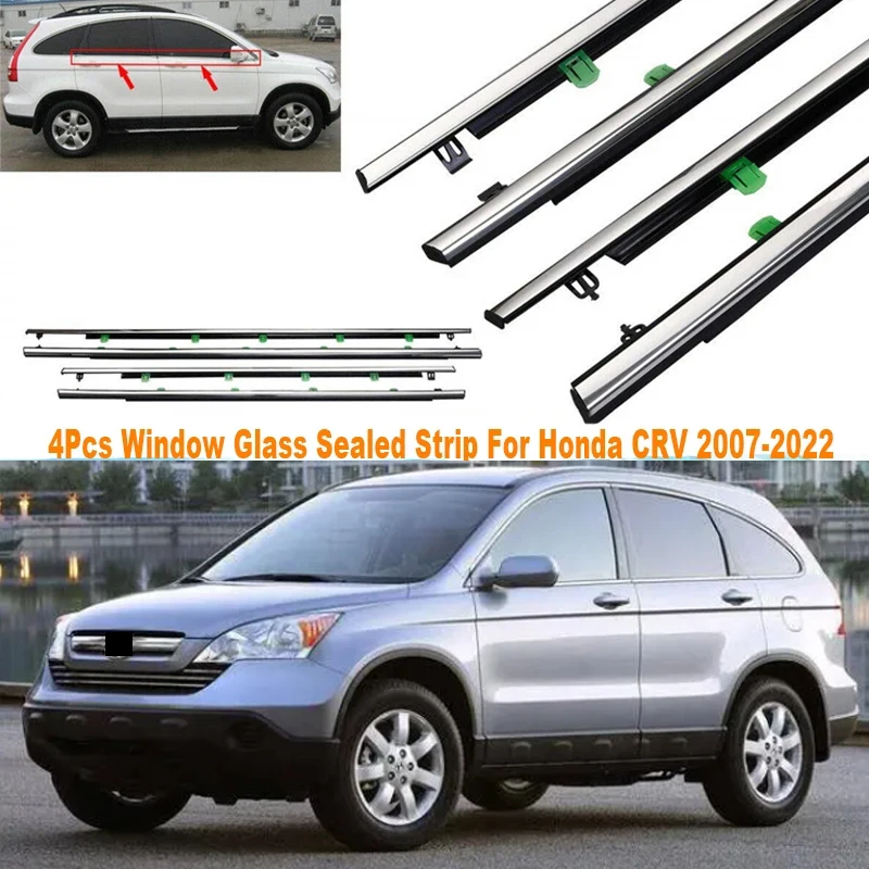 

4Pcs Car Door Window Glass Weatherstrips Waterproof Sealing Strip For Honda CRV 2007-2022 Waterproof Strip Decorative Guard