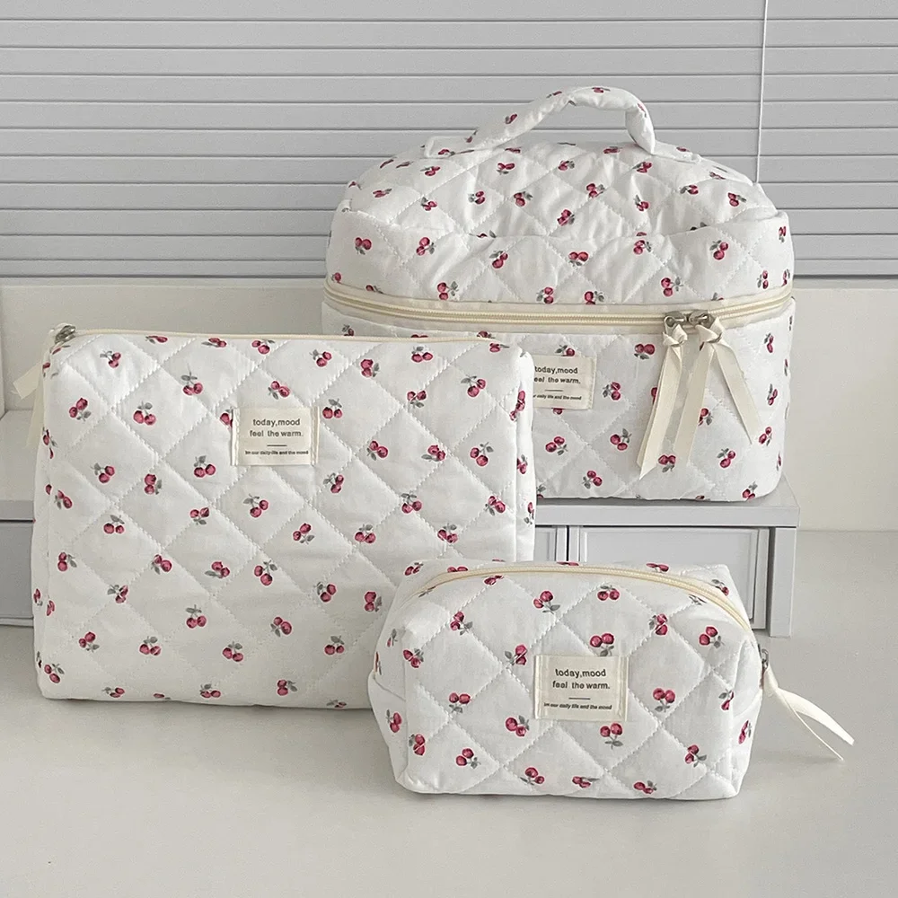 Pink Quilted Cosmetic Travel Organizer & Toiletry Bag