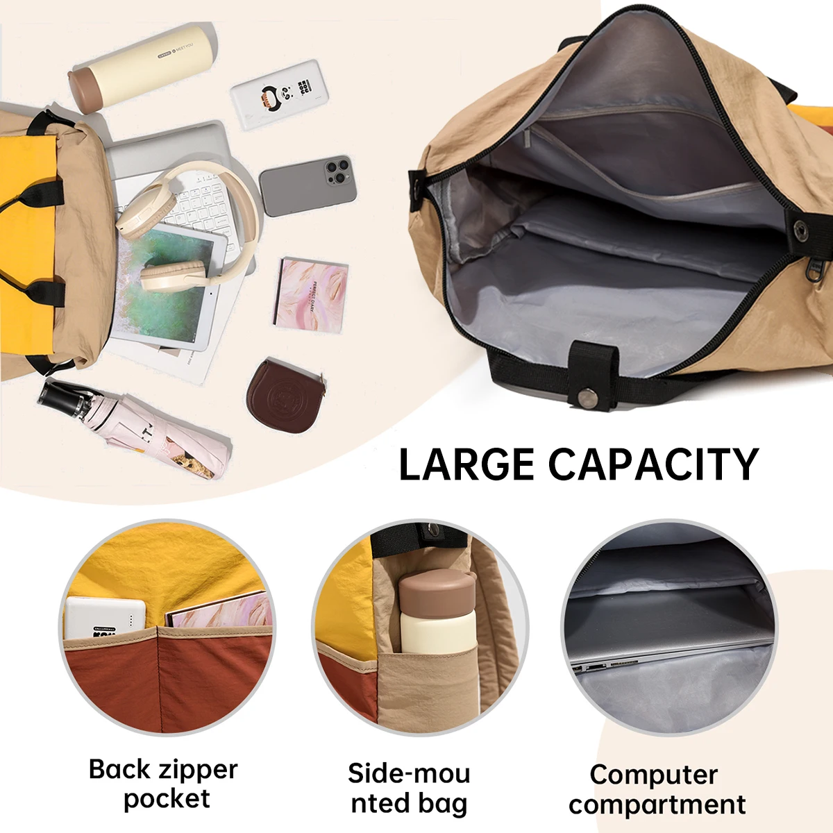 Mountaineering Bag, Large Capacity, Outdoor Commuting Computer Bag, College Student, High School Student, Simple Backpack, Women's Travel, Lightweight Sports