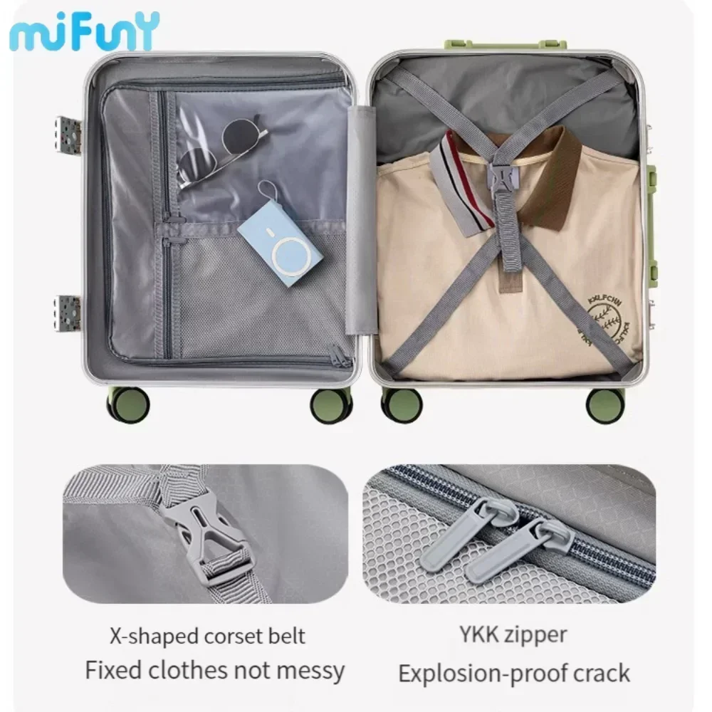 MIFUNY Aluminum Frame Rolling Luggage 20 inch Suitcase Trolley Box Small Lightweight Carrying Case Multi-functional Password Box