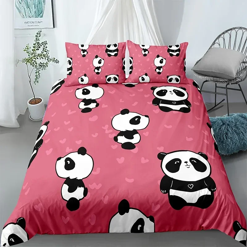 Panda Printed 2/3pcs Bedding Set Bamboo Duvet Cover For Adult Child Bedclothes And Pillowcases Comforter Covers Bed Sets