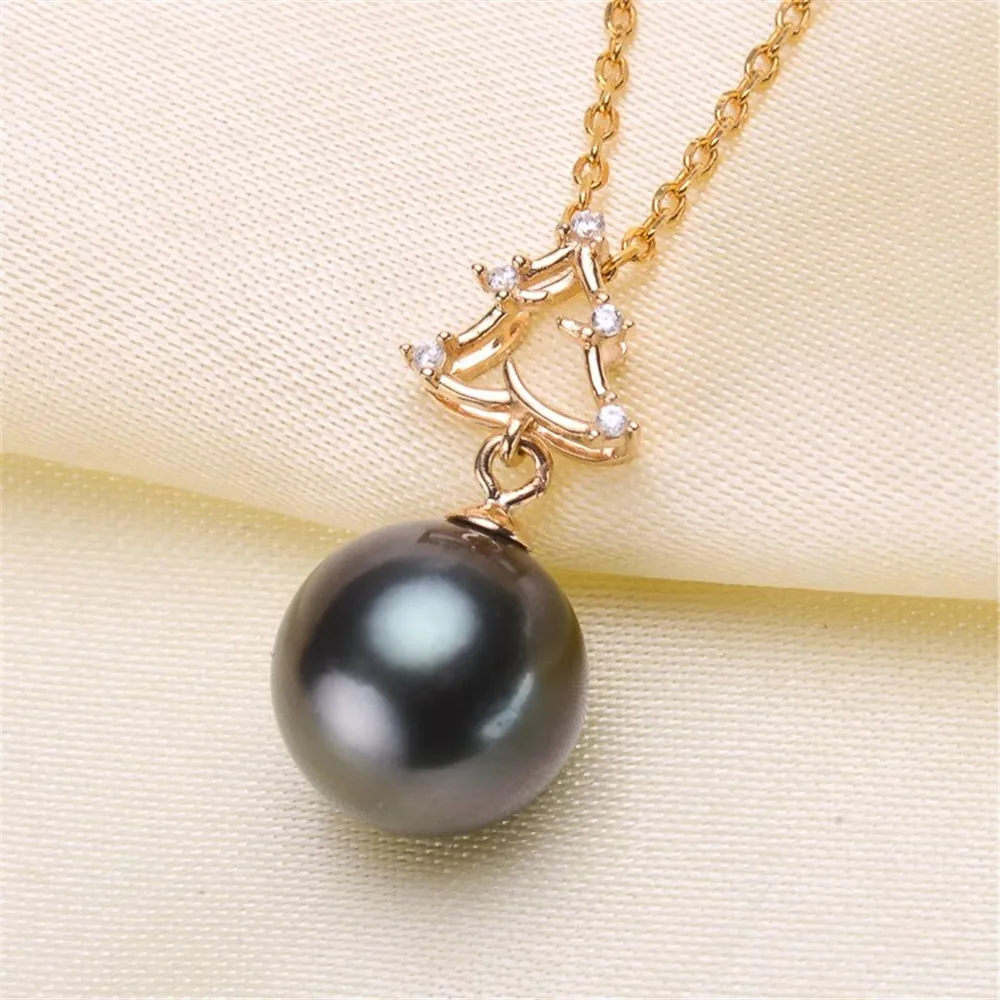 

DIY Pearl Accessory G18K Gold Pendant with Empty Christmas Tree Pearl Pendant Can Be Paired Fit 9-12mm Round Beads G104