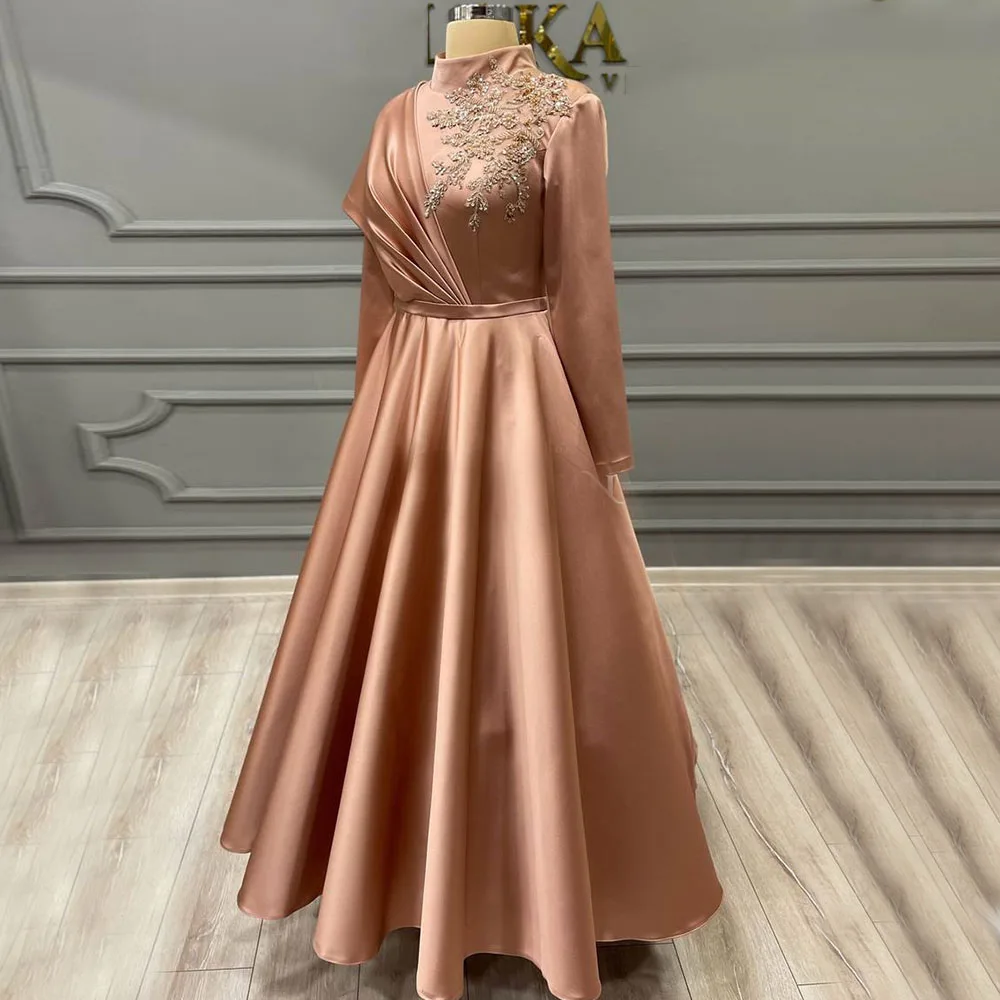 HS10047 Polyester/S-XXL  European American Dubai satin belted dress